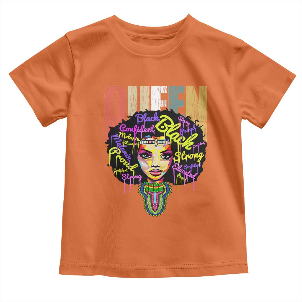 Black Queen Toddler T Shirt Proud Melanin Strong Educated Retro Vintage