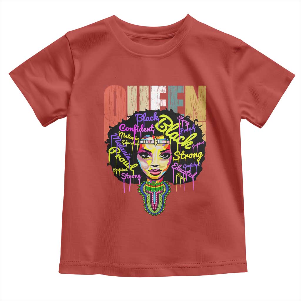 Black Queen Toddler T Shirt Proud Melanin Strong Educated Retro Vintage