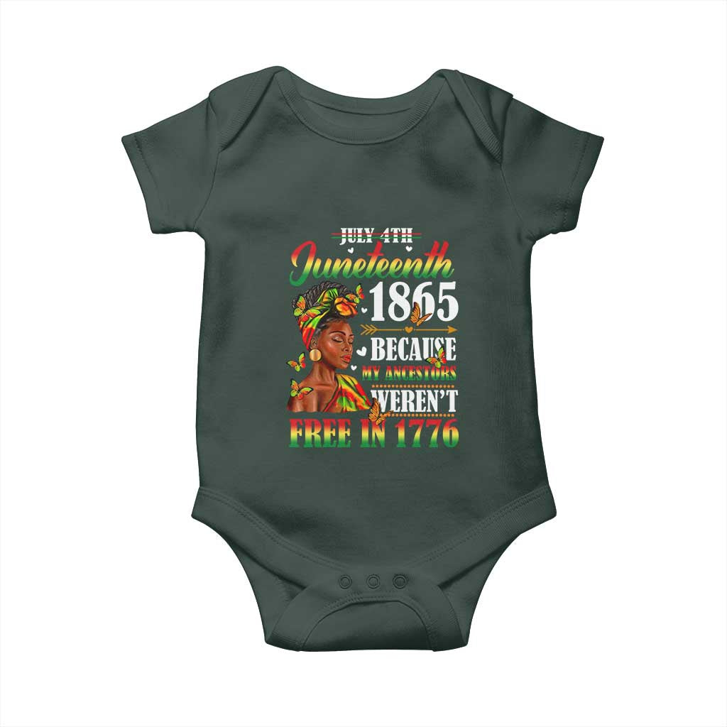 Juneteenth Black Women Baby Onesie Because My Ancestor Weren't Free in 1776