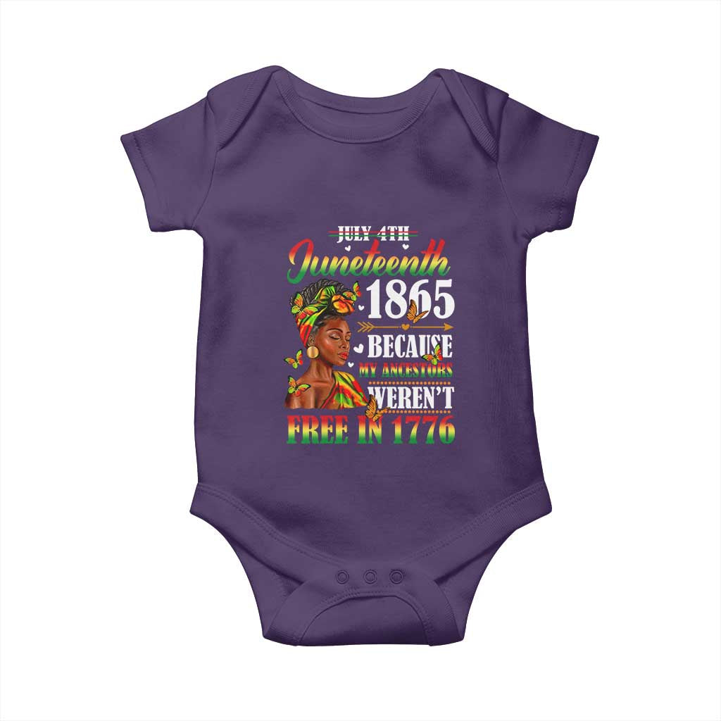 Juneteenth Black Women Baby Onesie Because My Ancestor Weren't Free in 1776