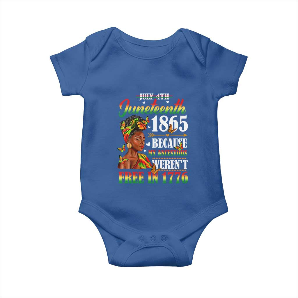 Juneteenth Black Women Baby Onesie Because My Ancestor Weren't Free in 1776