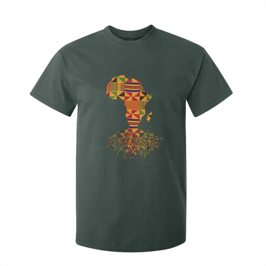 My Roots Black History T Shirt For Kid With Traditional Kente and Africa Map