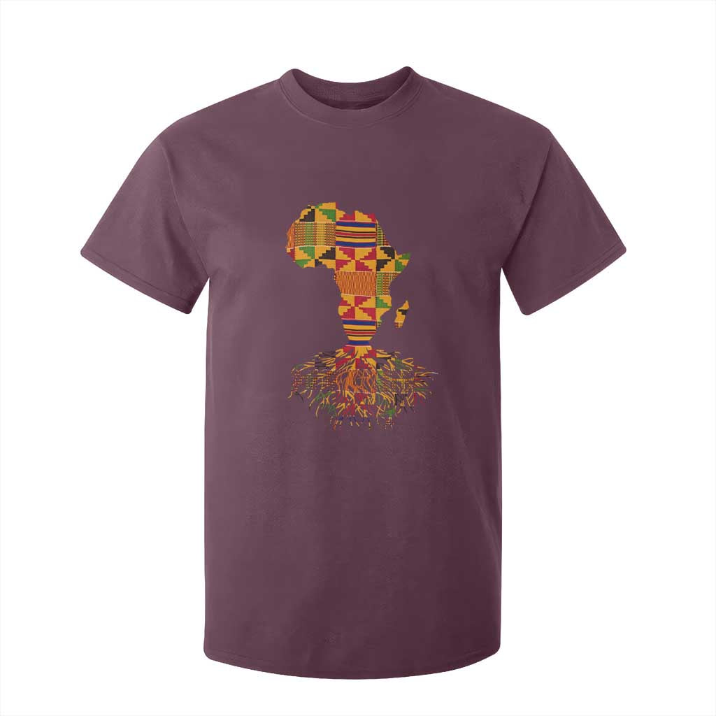 My Roots Black History T Shirt For Kid With Traditional Kente and Africa Map
