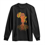 My Roots Black History Long Sleeve Shirt With Traditional Kente and Africa Map
