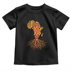 My Roots Black History Toddler T Shirt With Traditional Kente and Africa Map