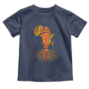 My Roots Black History Toddler T Shirt With Traditional Kente and Africa Map