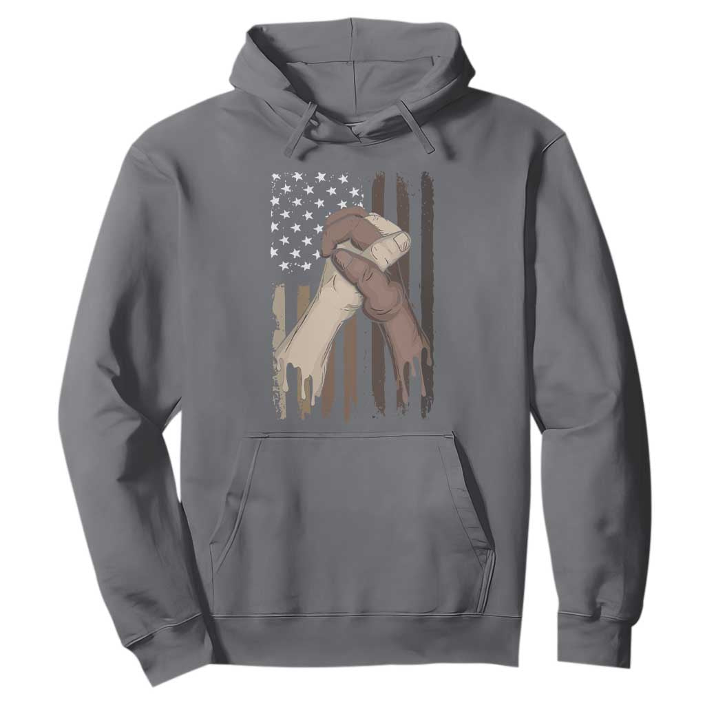 Black American Hoodie US Flag Holding Hands