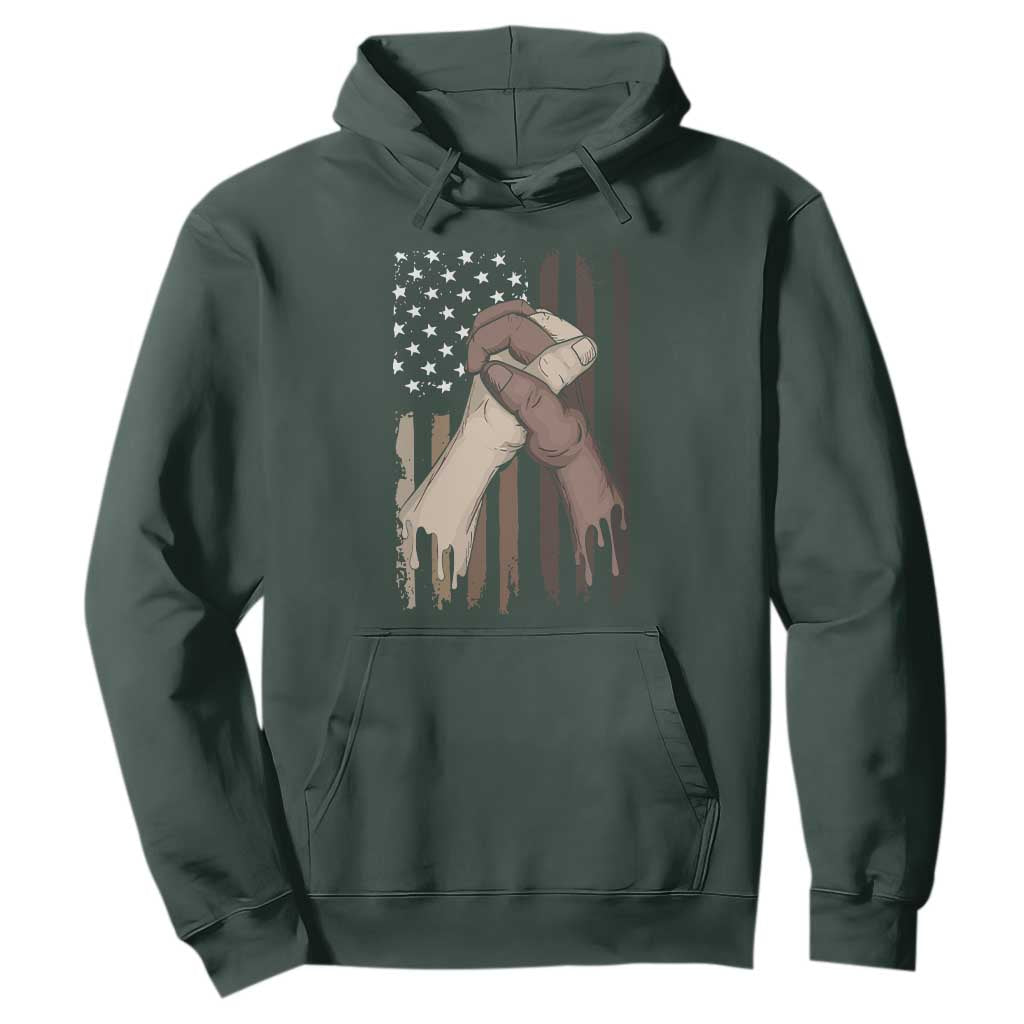 Black American Hoodie US Flag Holding Hands