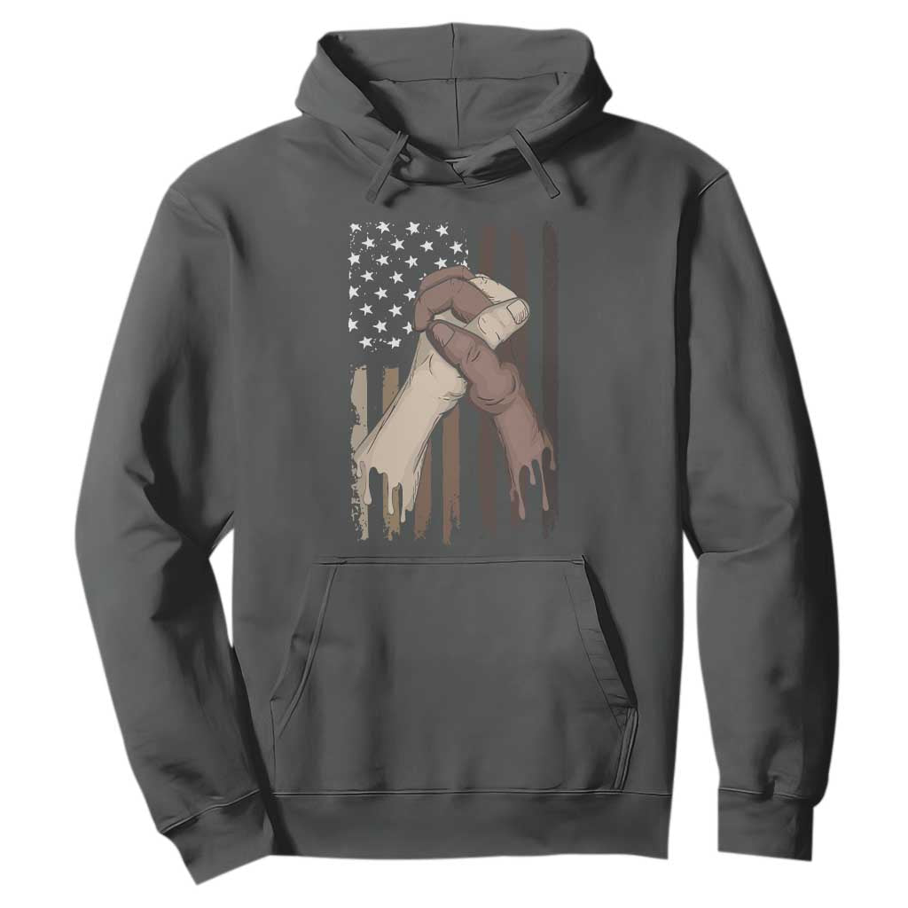 Black American Hoodie US Flag Holding Hands