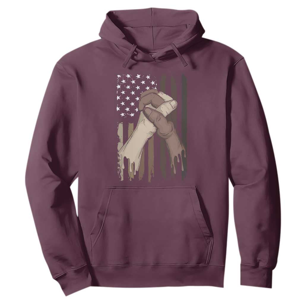 Black American Hoodie US Flag Holding Hands