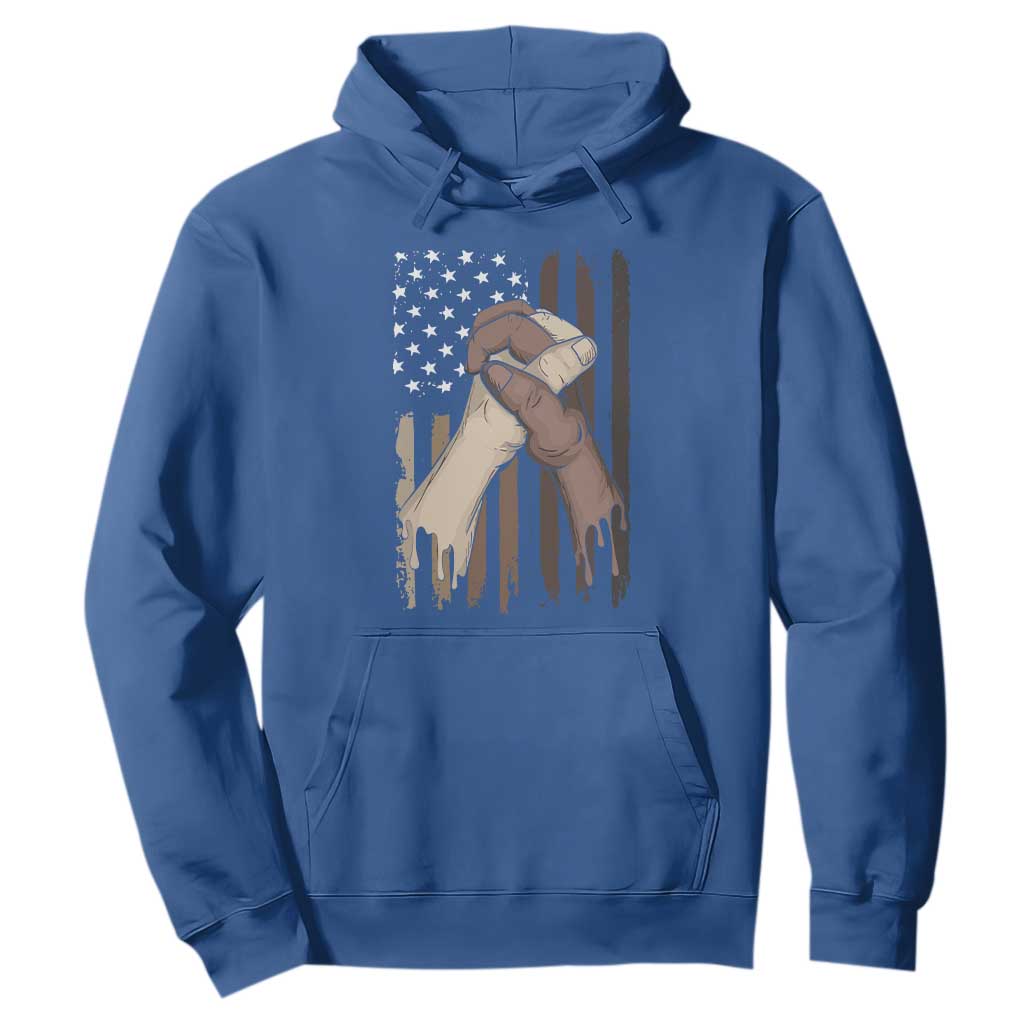 Black American Hoodie US Flag Holding Hands