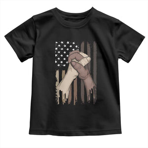 Black American Toddler T Shirt US Flag Holding Hands