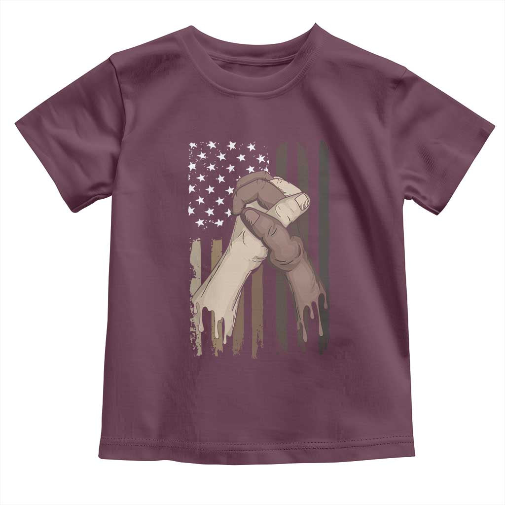 Black American Toddler T Shirt US Flag Holding Hands