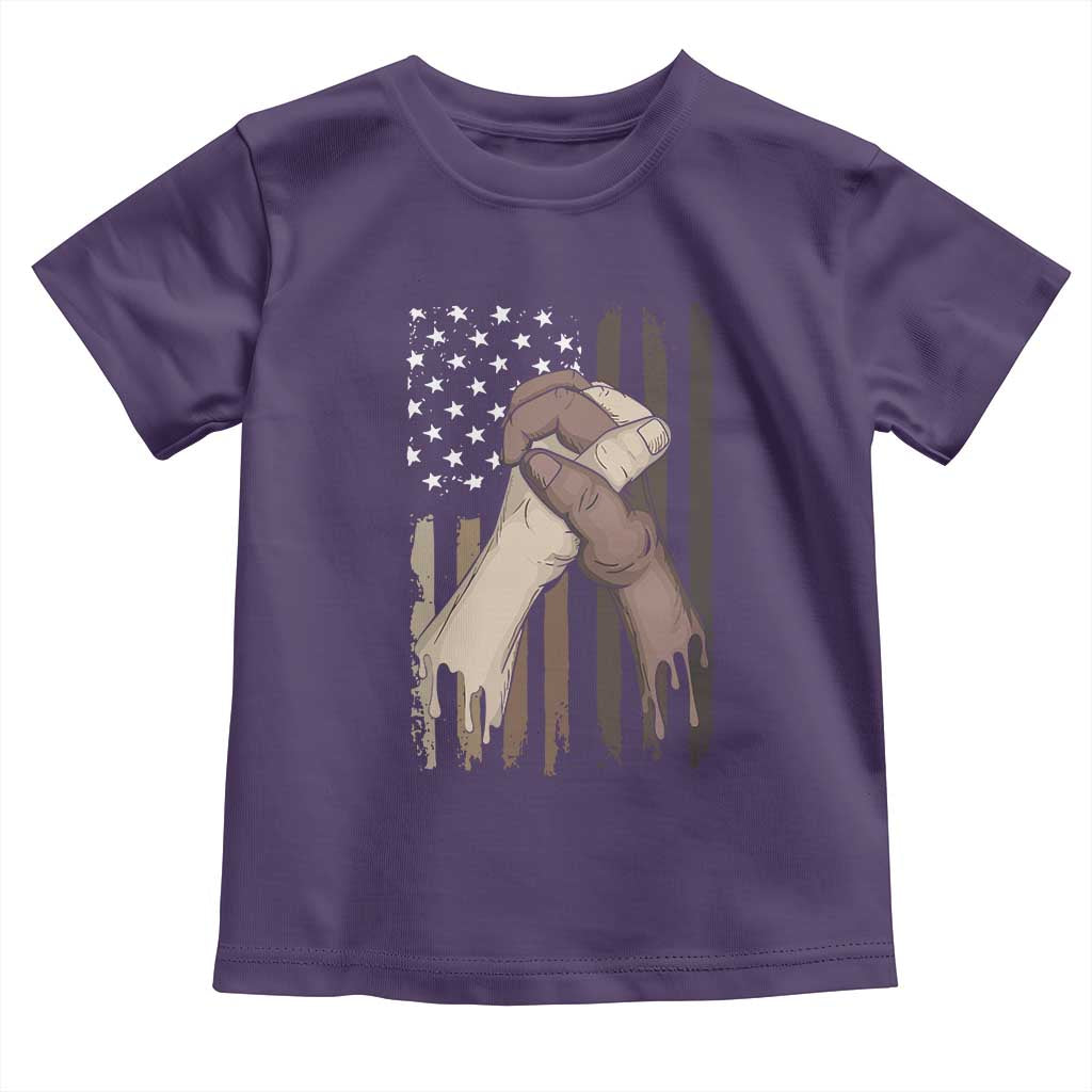 Black American Toddler T Shirt US Flag Holding Hands