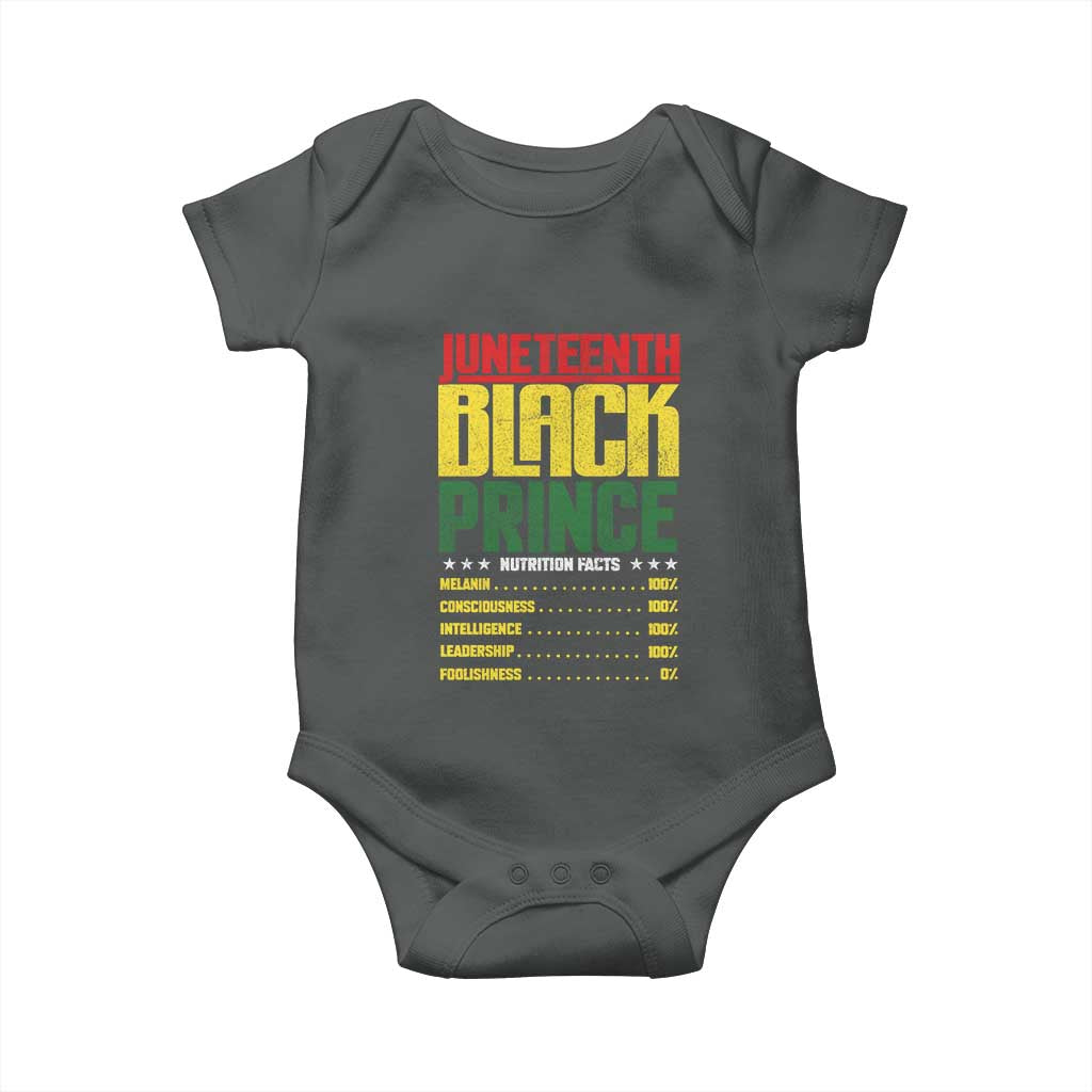 Juneteenth Black Prince Nutrition Facts Baby Onesie