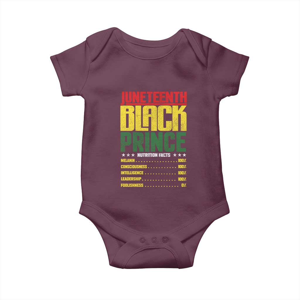 Juneteenth Black Prince Nutrition Facts Baby Onesie