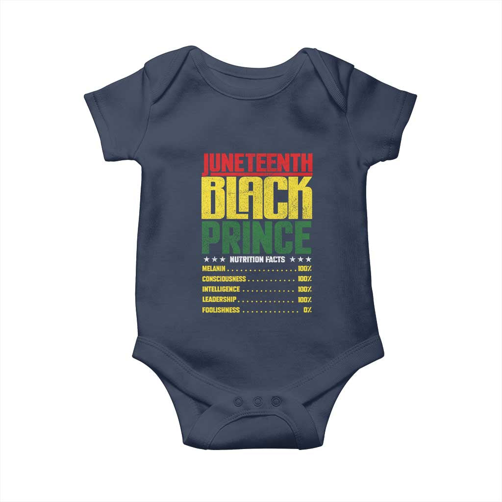 Juneteenth Black Prince Nutrition Facts Baby Onesie