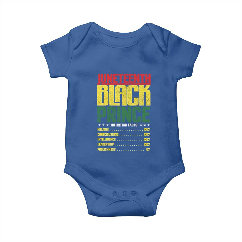 Juneteenth Black Prince Nutrition Facts Baby Onesie