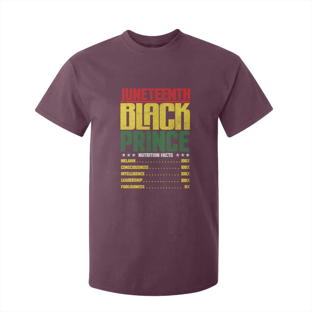 Juneteenth Black Prince Nutrition Facts T Shirt For Kid