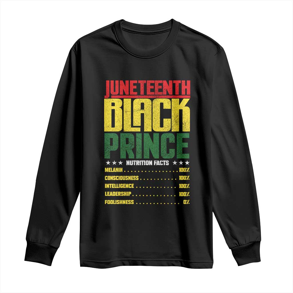 Juneteenth Black Prince Nutrition Facts Long Sleeve Shirt