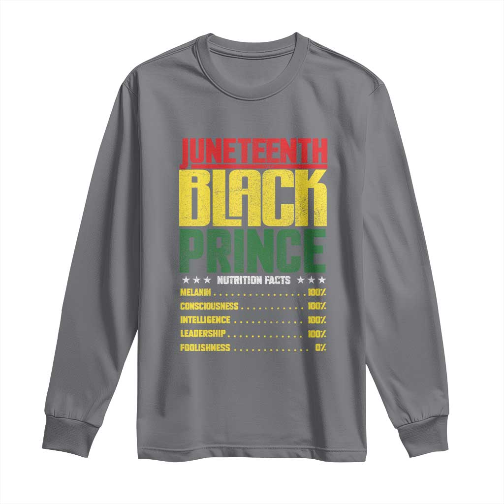 Juneteenth Black Prince Nutrition Facts Long Sleeve Shirt