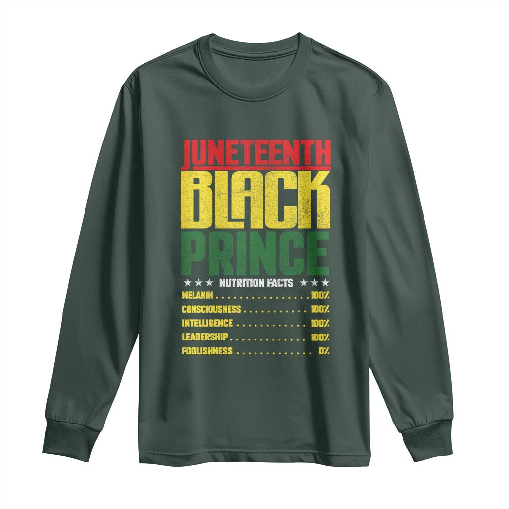 Juneteenth Black Prince Nutrition Facts Long Sleeve Shirt