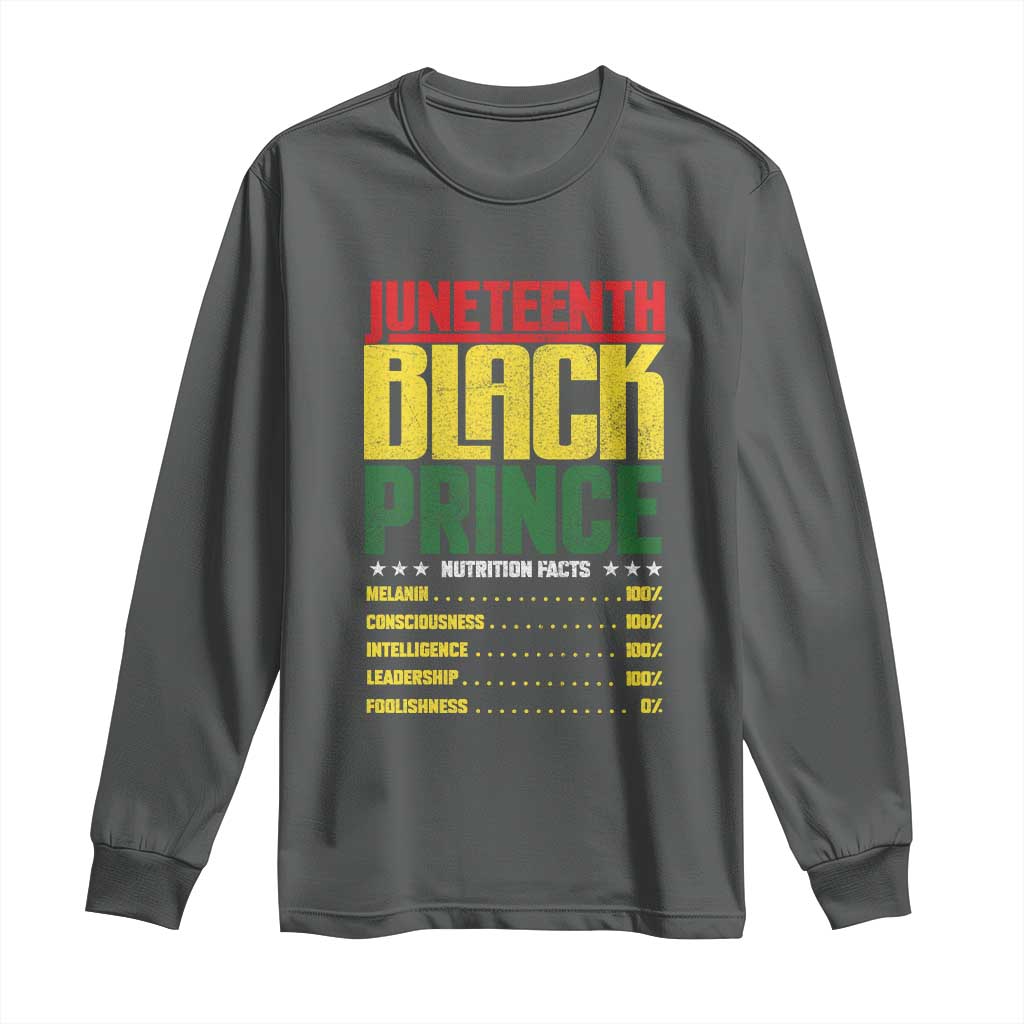 Juneteenth Black Prince Nutrition Facts Long Sleeve Shirt