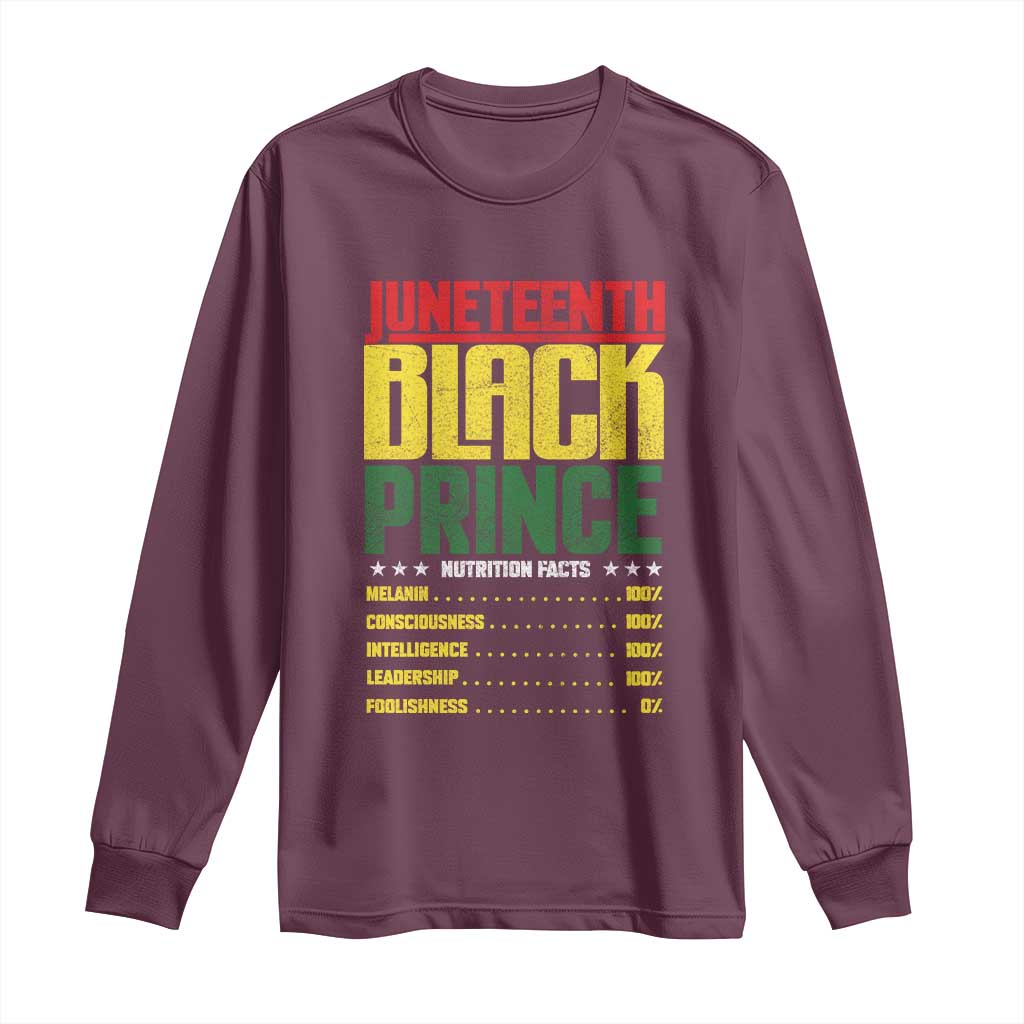 Juneteenth Black Prince Nutrition Facts Long Sleeve Shirt