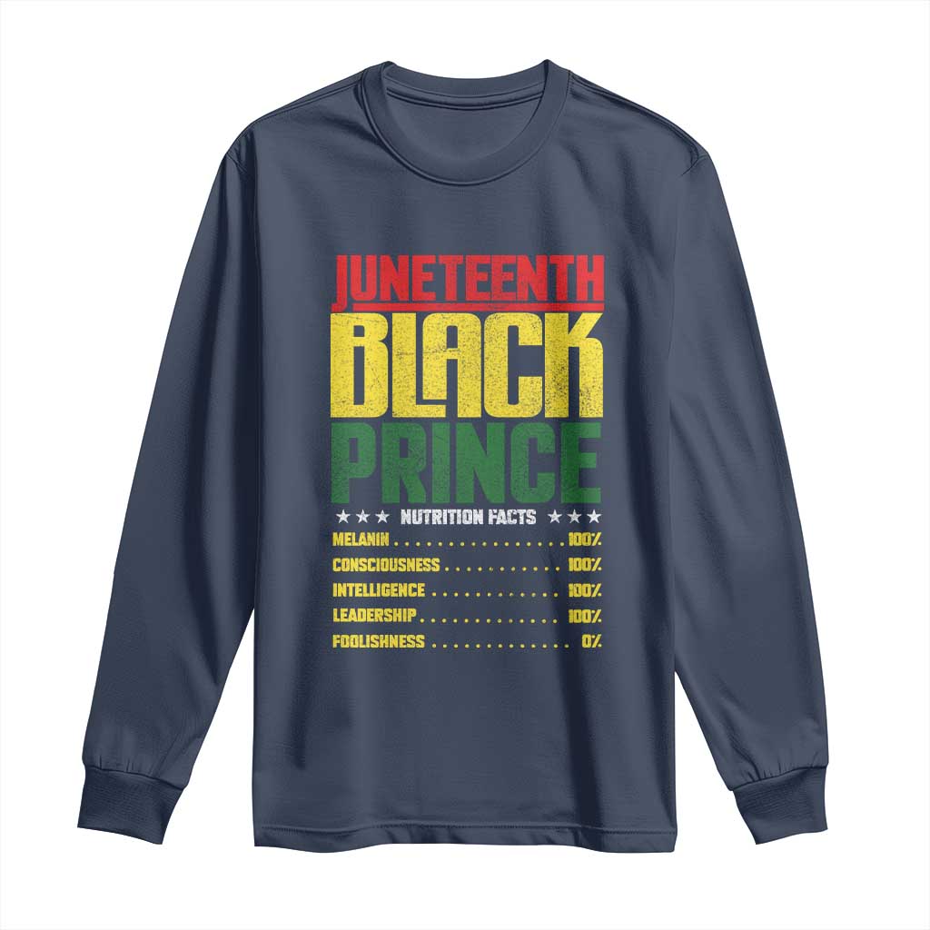 Juneteenth Black Prince Nutrition Facts Long Sleeve Shirt