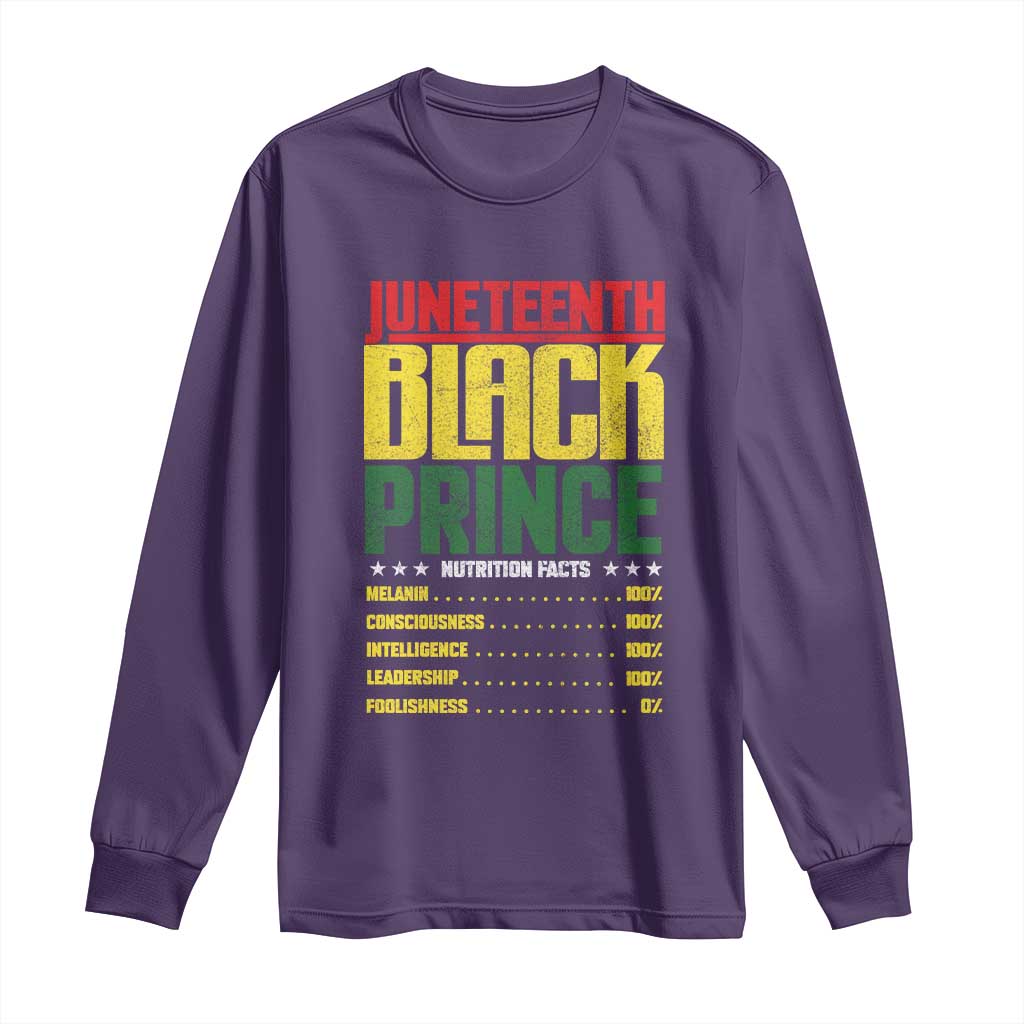 Juneteenth Black Prince Nutrition Facts Long Sleeve Shirt