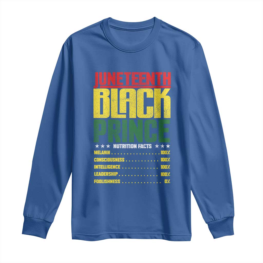 Juneteenth Black Prince Nutrition Facts Long Sleeve Shirt