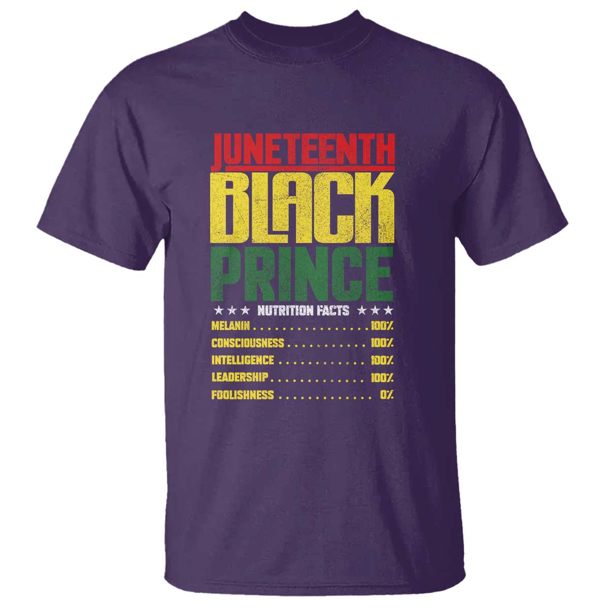 Juneteenth Black Prince Nutrition Facts T Shirt