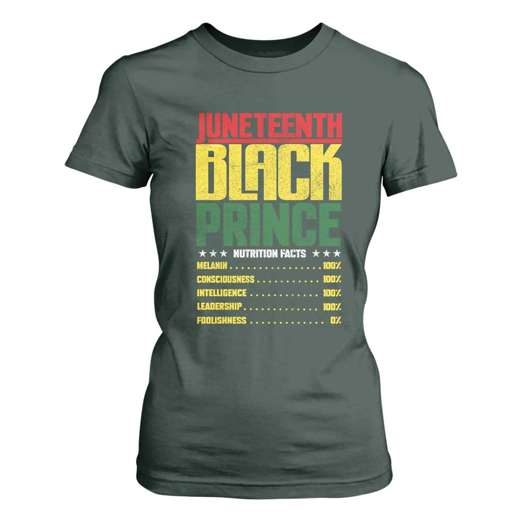 Juneteenth Black Prince Nutrition Facts T Shirt For Women