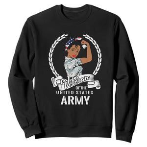 Black US Women Veteran Sweatshirt - Proud Female Military Army Girl