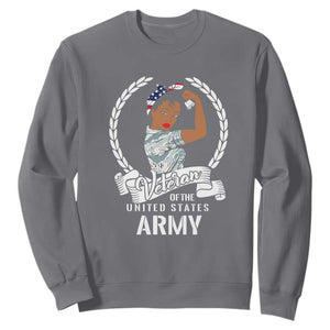 Black US Women Veteran Sweatshirt - Proud Female Military Army Girl