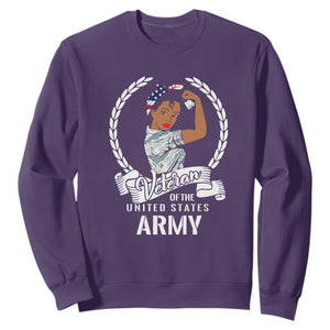 Black US Women Veteran Sweatshirt - Proud Female Military Army Girl