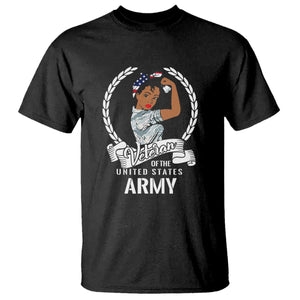 Black US Women Veteran T Shirt - Proud Female Military Army Girl