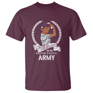 Black US Women Veteran T Shirt - Proud Female Military Army Girl