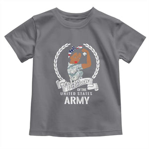 Black US Women Veteran Toddler T Shirt - Proud Female Military Army Girl