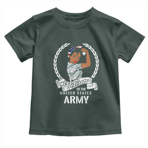 Black US Women Veteran Toddler T Shirt - Proud Female Military Army Girl