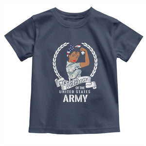 Black US Women Veteran Toddler T Shirt - Proud Female Military Army Girl