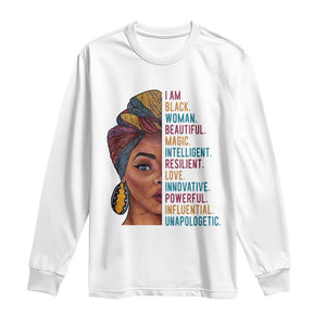 Black Woman Long Sleeve Shirt Beautiful Magic Intelligent Resilient Love African American Pride