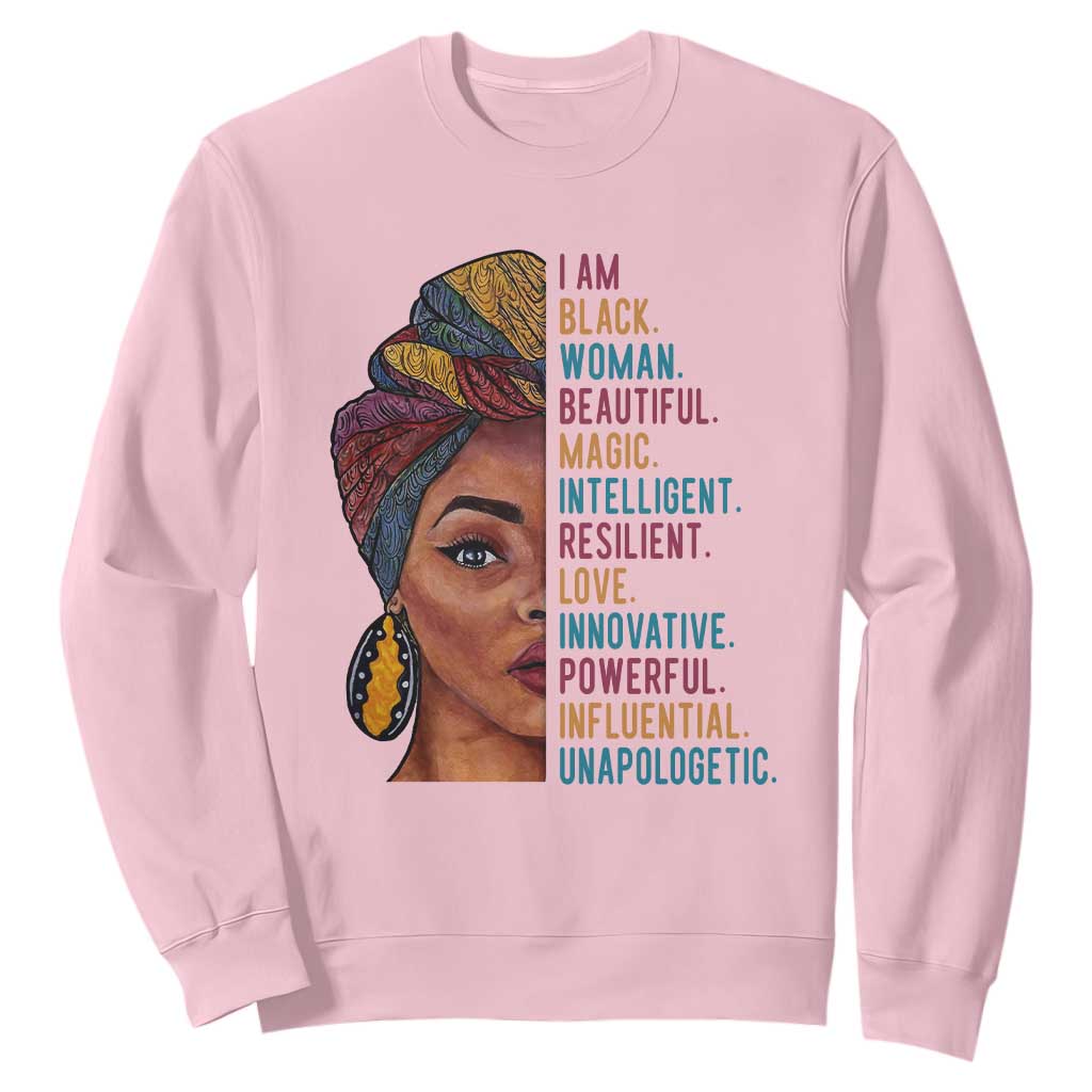 Black Woman Sweatshirt Beautiful Magic Intelligent Resilient Love African American Pride