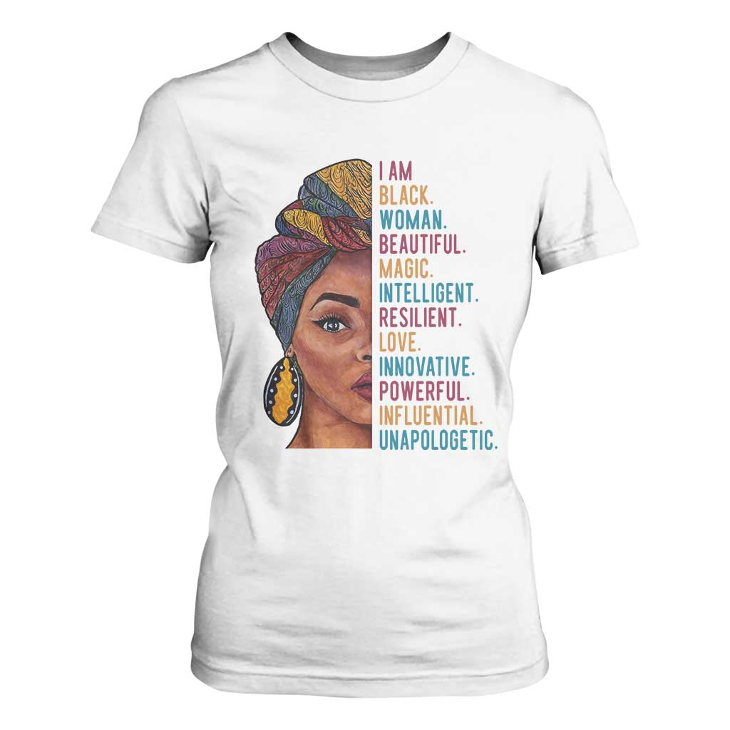 Black Woman T Shirt For Women Beautiful Magic Intelligent Resilient Love African American Pride