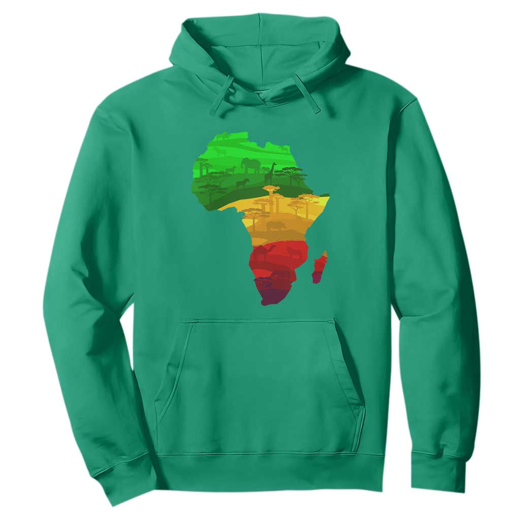 Africa Map Hoodie Green Yellow Red African Pride