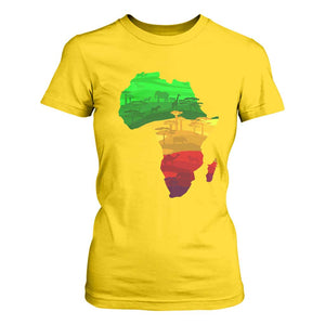 Africa Map T Shirt For Women Green Yellow Red African Pride