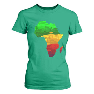 Africa Map T Shirt For Women Green Yellow Red African Pride