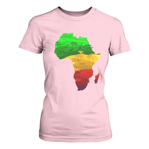 Africa Map T Shirt For Women Green Yellow Red African Pride