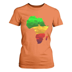 Africa Map T Shirt For Women Green Yellow Red African Pride