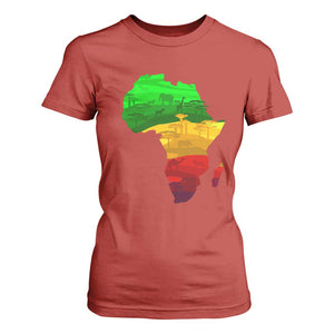 Africa Map T Shirt For Women Green Yellow Red African Pride